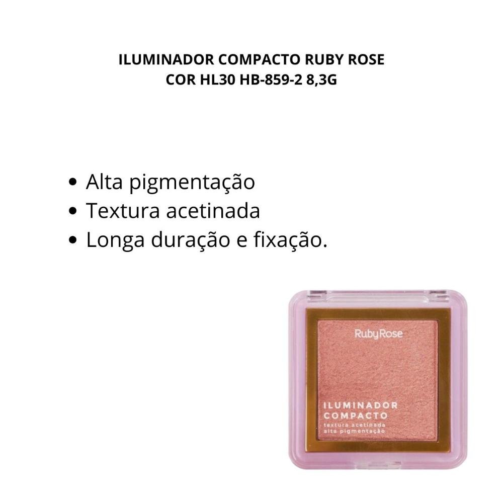 Iluminador Compacto Ruby Rose Cor Hl30 Hb-859-2 8,3g Hl30 2