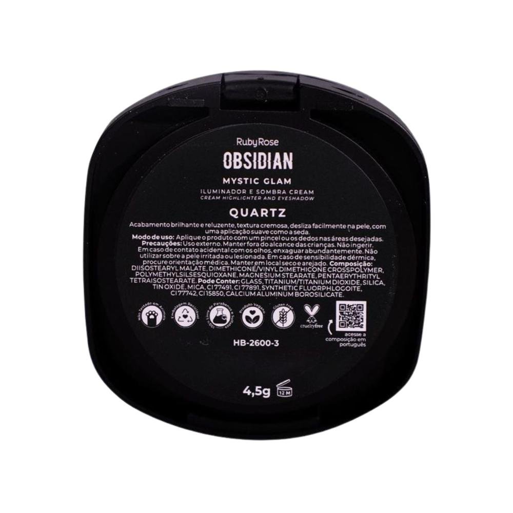 Iluminador e Sombra Cream Ruby Rose Obsidian Mystic Glam Quartz Hb-2600-3 Quartz 6
