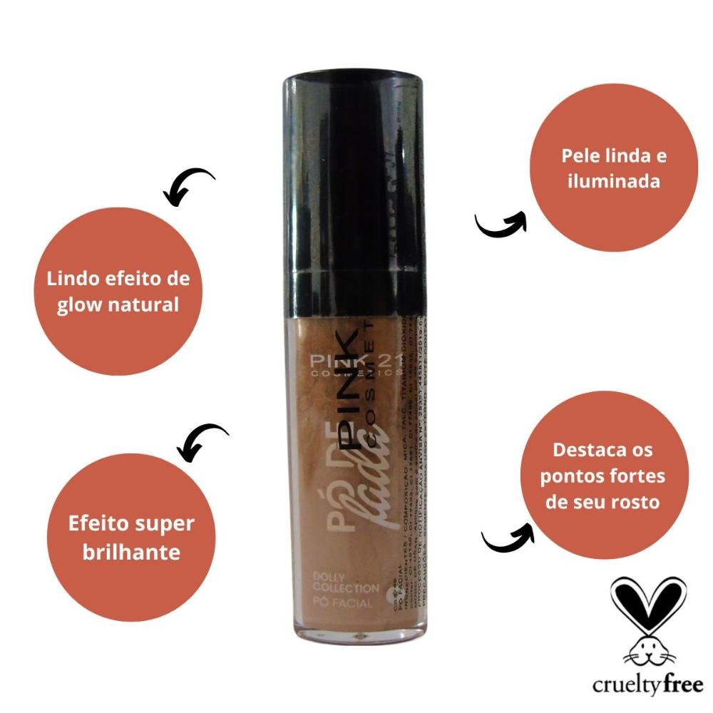 Iluminador Facial Pink 21 Pó de Fada Dolly Cor 3 12g Cor 3 2