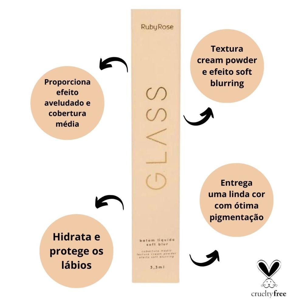 Kit Batom Líquido Soft Blur Ruby Rose Glass Com 8 3,3ml Multicores 2