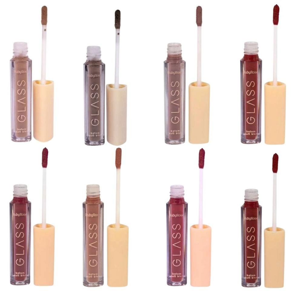 Kit Batom Líquido Soft Blur Ruby Rose Glass Com 8 3,3ml Multicores 3