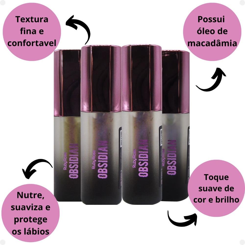 Kit Gloss Labial Ruby Rose Obsidian Glossy Lips Com 4  Multicores 2