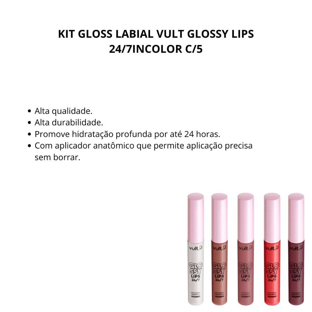 Kit Gloss Labial Vult Glossy Lips 24/7incolor C/5 Multicores 2