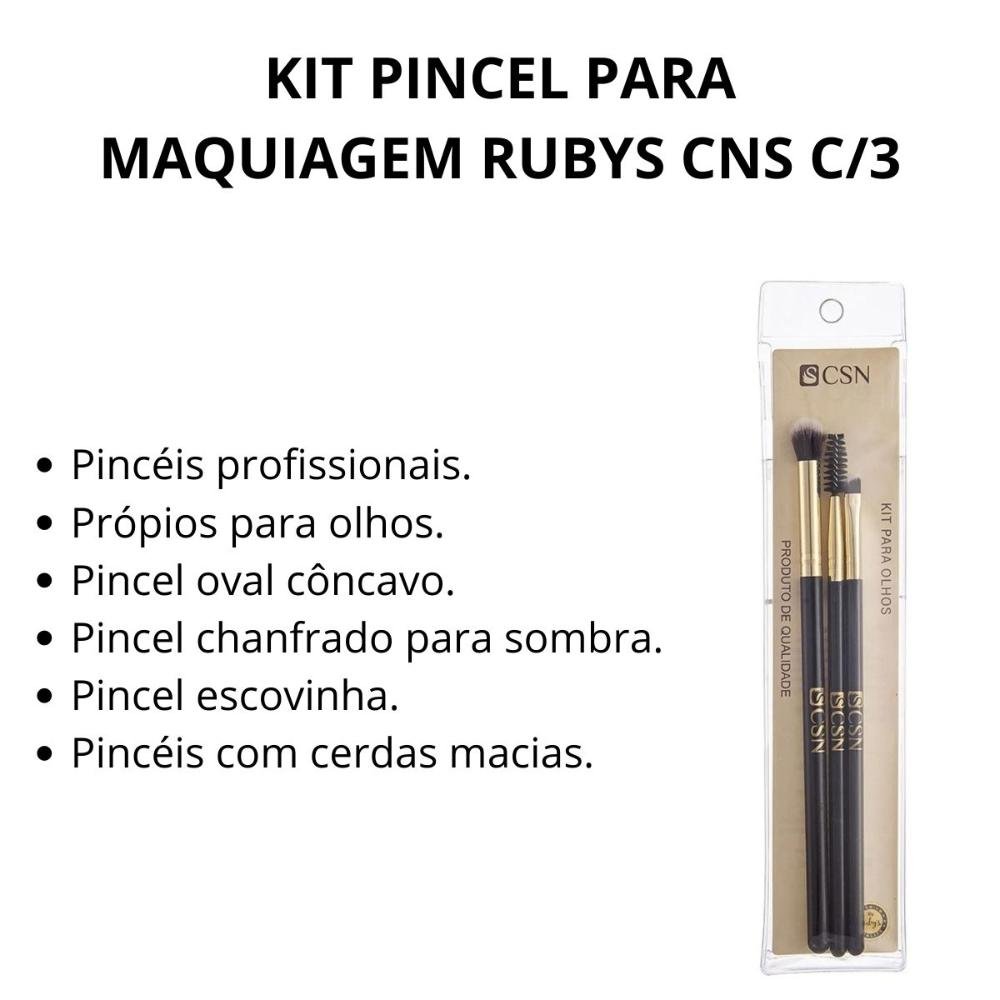 Kit Pincel Para Maquiagem Rubys Cns C/3 ÚNICO 2