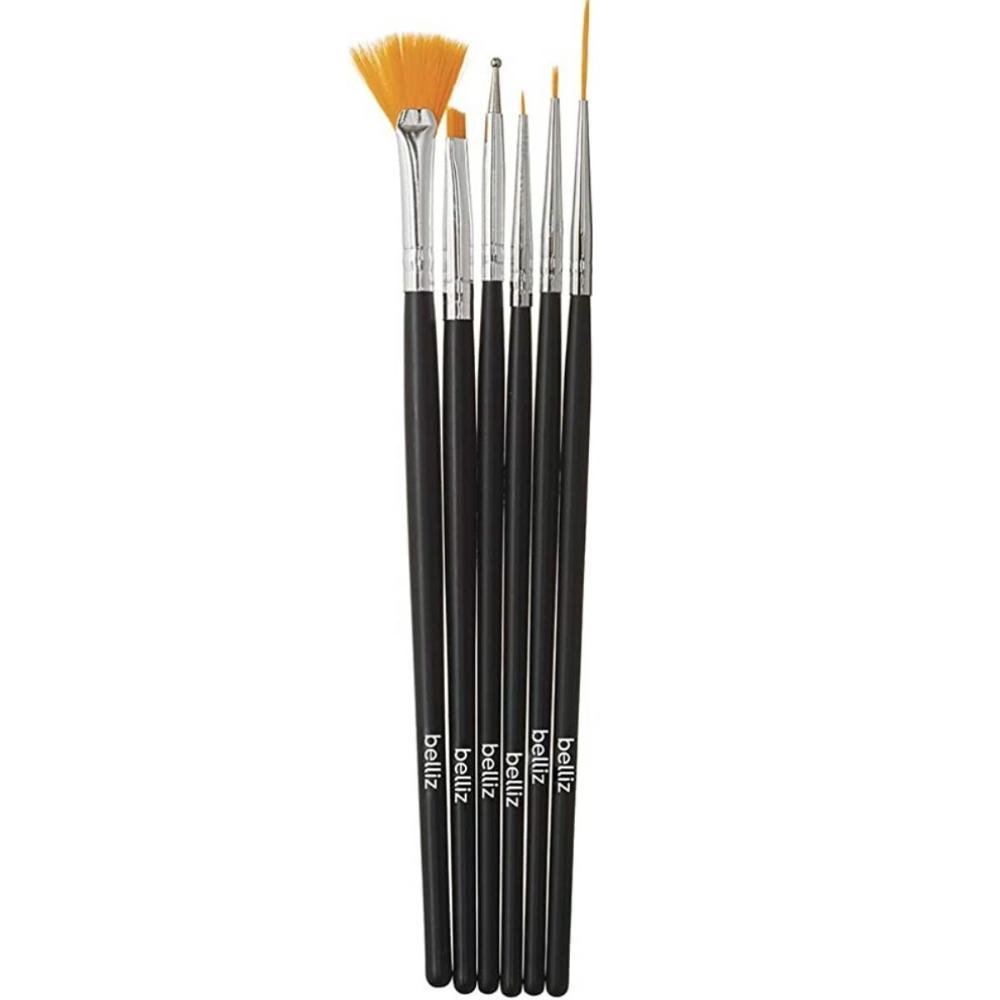 Kit Pincéis Para Decorar Unhas Belliz Cod.1281 C/6 Un ÚNICO 1