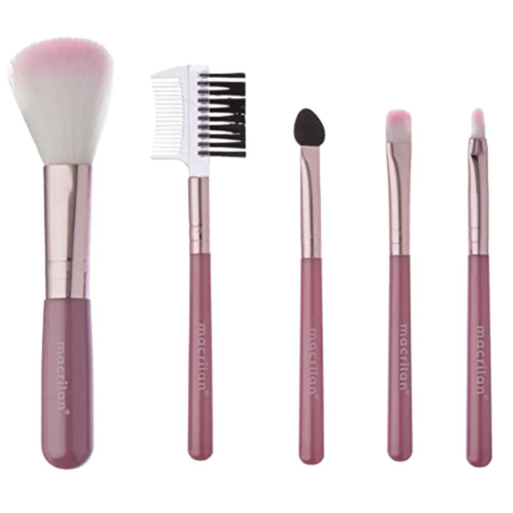 Kit Pincéis Para Maquiagem Macrilan Rosa Kp5-18 ÚNICO 1