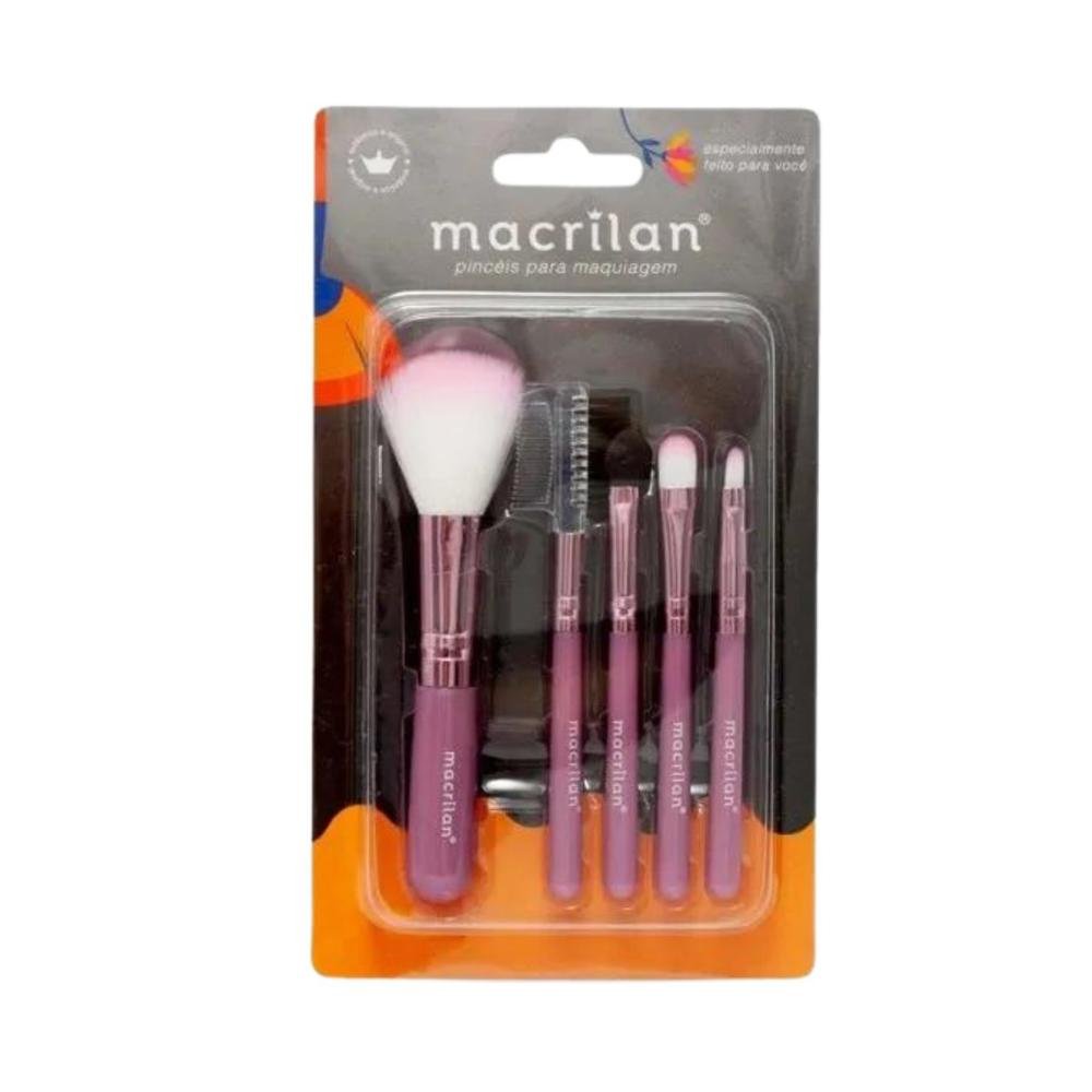 Kit Pincéis Para Maquiagem Macrilan Rosa Kp5-18 ÚNICO 3