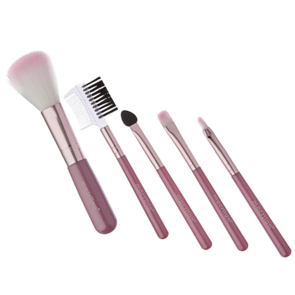 Kit Pincéis Para Maquiagem Macrilan Rosa Kp5-18 ÚNICO 4