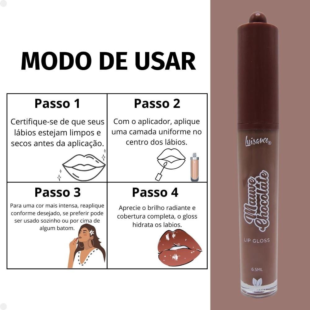 Lip Gloss Labial Luisance Mauve Chocolate Cor 1 Cor 1 6