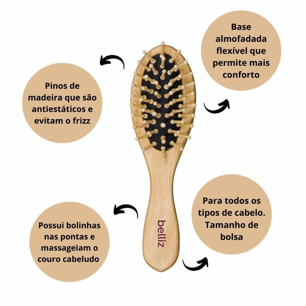 Escova Madeira Belliz Pequena Com Cerdas de Madeira Cód:443 ÚNICO 2