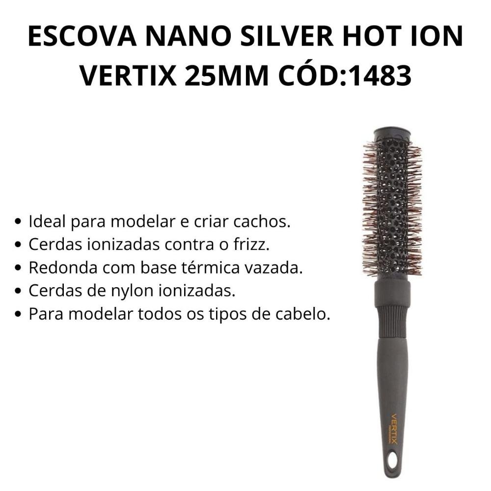 Escova Nano Silver Hot Ion Vertix 25mm Cód:1483 ÚNICO 5