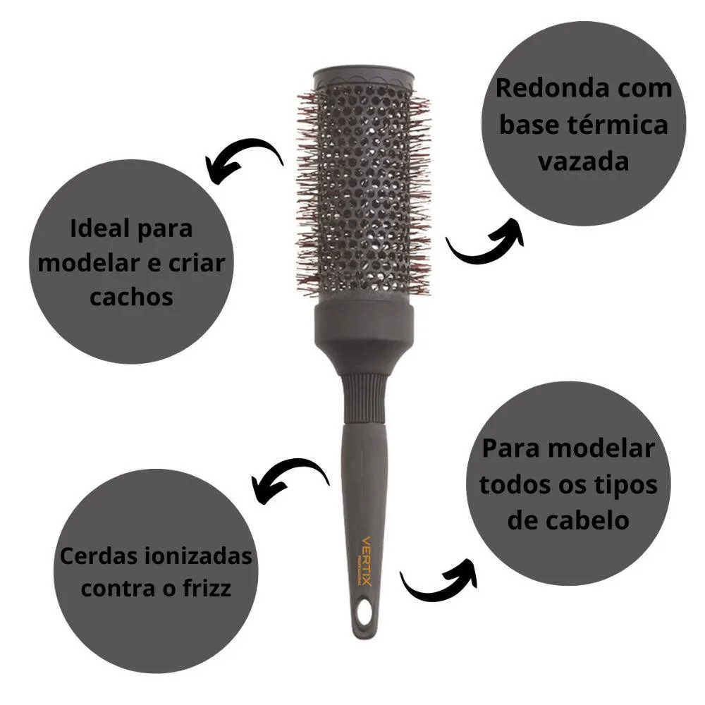Escova Nano Silver Hot Ion Vertix 43mm Cód:1485 ÚNICO 2