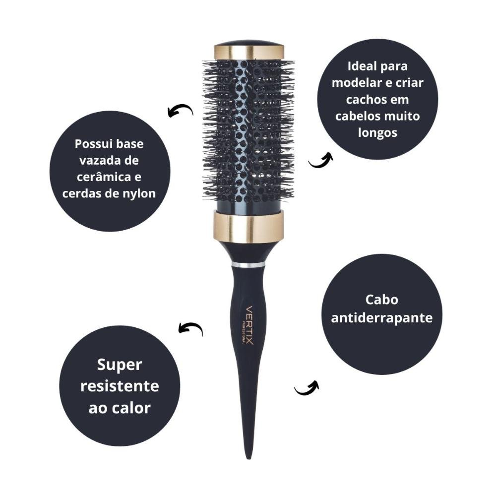 Escova Vertix Black And Gold 43mm Cód:1472 ÚNICO 2