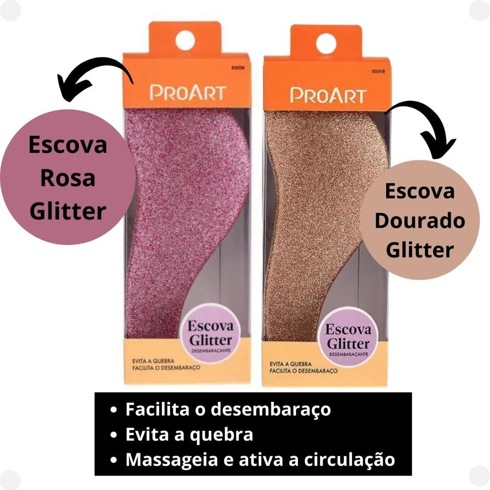 Kit Escova Desembaraçante Proart Glitter Com 2 ÚNICO 2