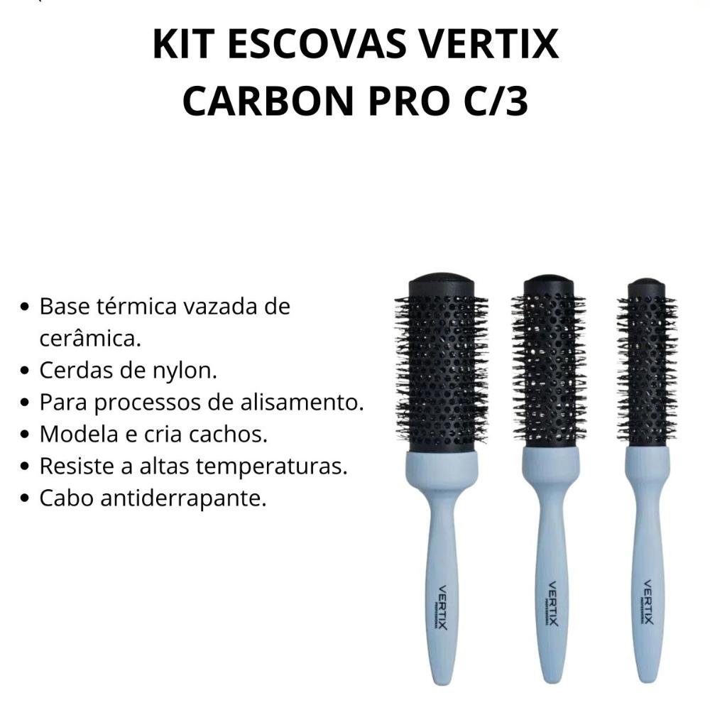 Kit Escovas Vertix Carbon Pro C/3 ÚNICO 2