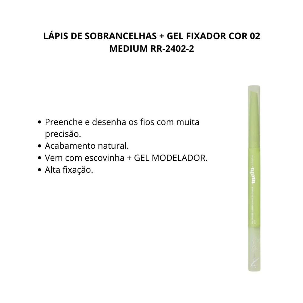 Lápis de Sobrancelhas + Gel Fixador Melu By Ruby Rose Cor 02 Medium Rr-2402-2 Cor 2 2