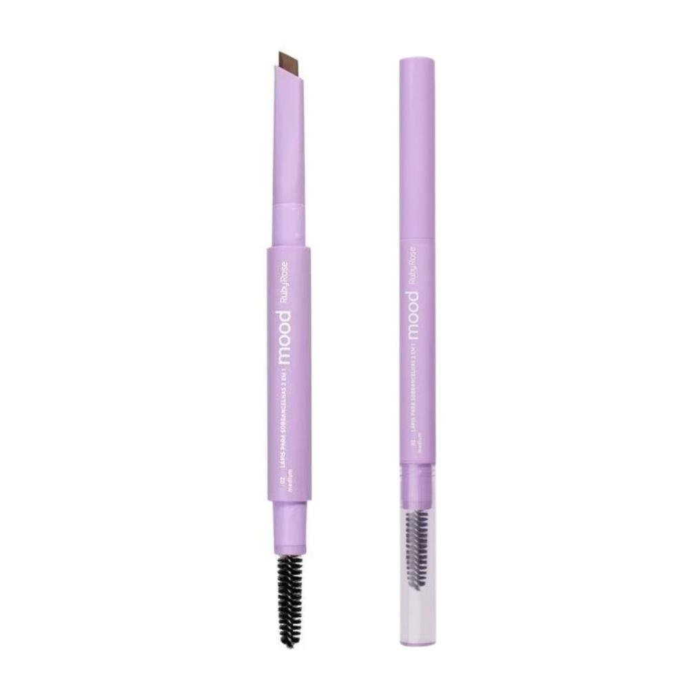 Lápis Para Sobrancelhas Ruby Rose Mood Ponta Fina 2x1 Cor 02 Medium Hb-521-2 Cor 02 4