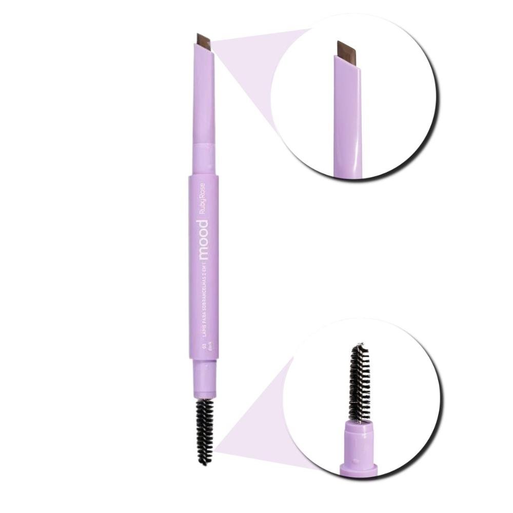 Lápis Para Sobrancelhas Ruby Rose Mood Ponta Fina 2x1 Cor 03 Dark Hb-521-3 Cor 03 1