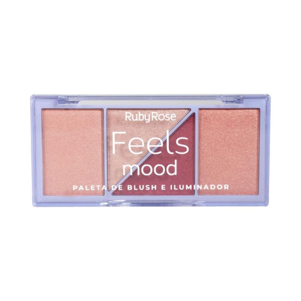 Paleta Blush e Iluminador Ruby Rose Feels 10.3g Hb-7529/2 Multicores 4
