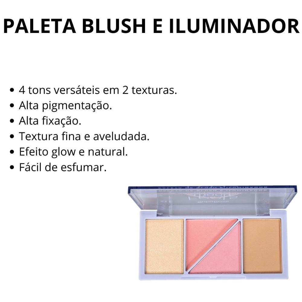Paleta Blush e Iluminador Ruby Rose Feels 10.3g Hb-7529/1 Multicores 2