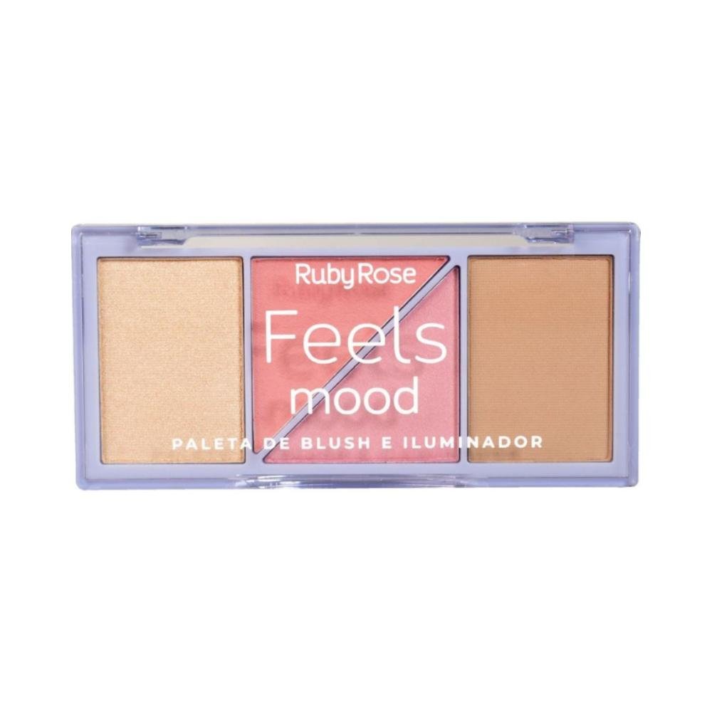 Paleta Blush e Iluminador Ruby Rose Feels 10.3g Hb-7529/1 Multicores 4