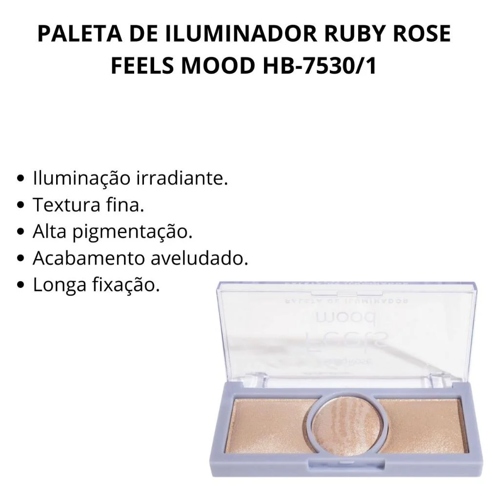 Paleta de Iluminador Ruby Rose Feels Mood Hb-7530/1 15,9g Multicores 2
