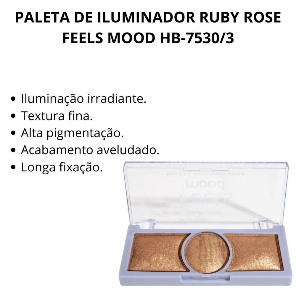 Paleta de Iluminador Ruby Rose Feels Mood Hb-7530/3 15,9g Multicores 2