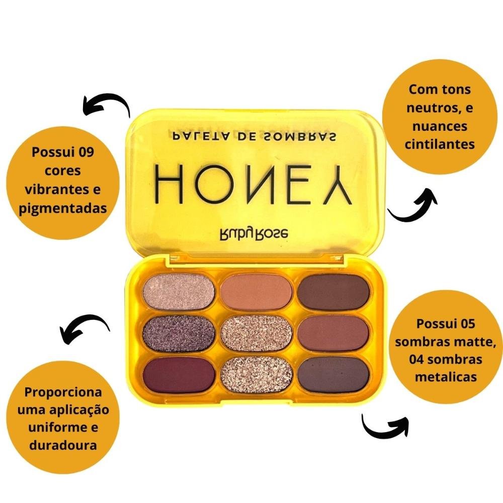 Paleta de Sombras Ruby Rose Honey 8,4g Multicores 2