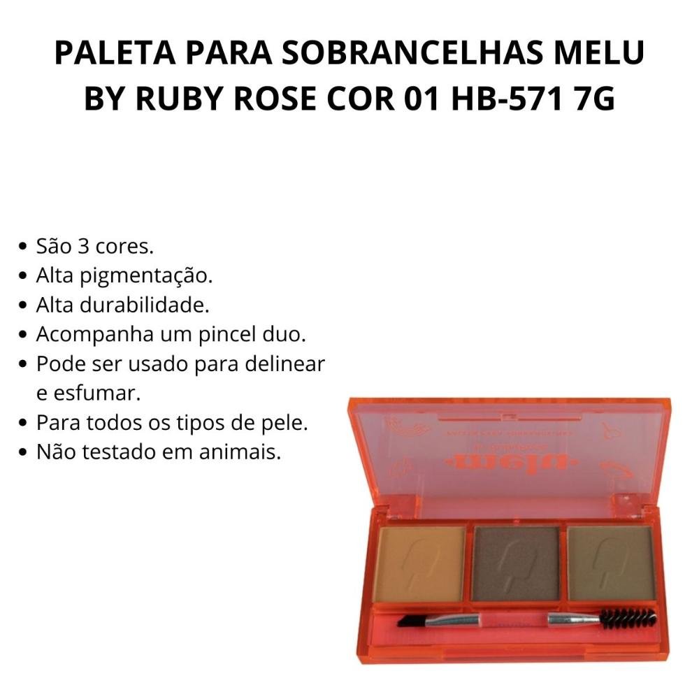Paleta Para Sobrancelhas Melu By Ruby Rose Cor 01 Hb-571 7g Multicores 2