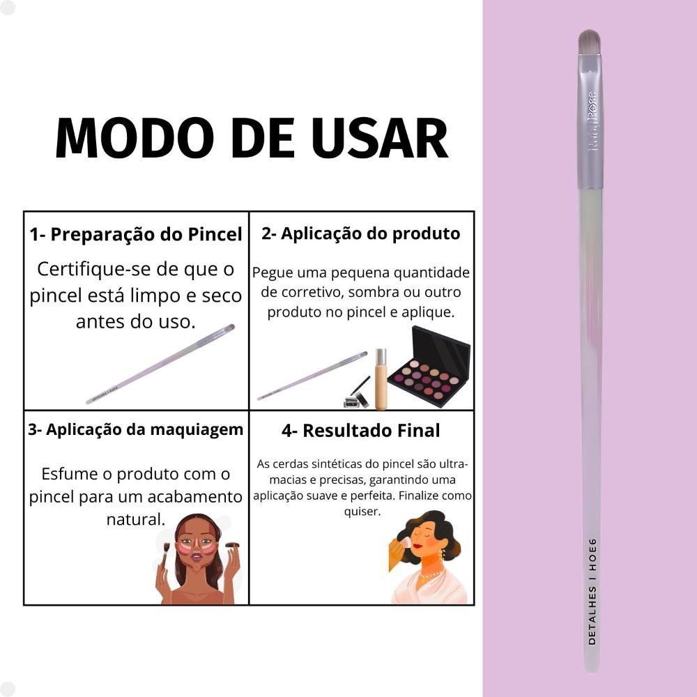 Pincel de Detalhes Ruby Rose Holographic Hb-hoe6 ÚNICO 6