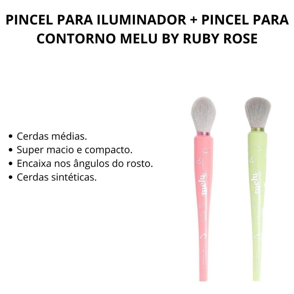 Pincel Para Iluminador + Pincel Para Contorno Melu By Ruby Rose ÚNICO 2