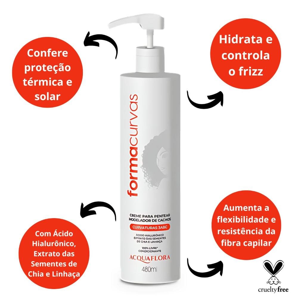 Creme para Pentear Acquaflora Forma Curvas Modelador de Cachos 480ml 480ml 2