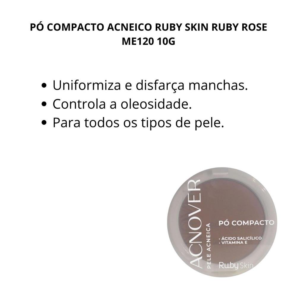 Pó Compacto Acneico Acnover Ruby Skin Ruby Rose Me120 10g Me120 2