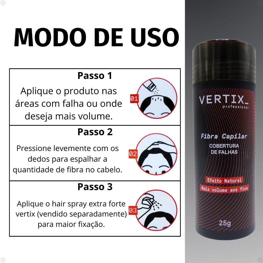 Fibra Capilar Vertix Cobertura de Falhas Castanho Escuro Cód.2812 25g 25g 7