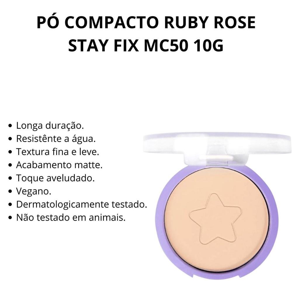Pó Compacto Ruby Rose Stay Fix Mc50 10g Mc50 2