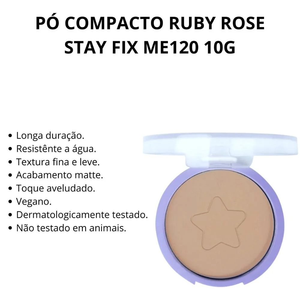 Pó Compacto Ruby Rose Stay Fix Me120 10g Me120 2
