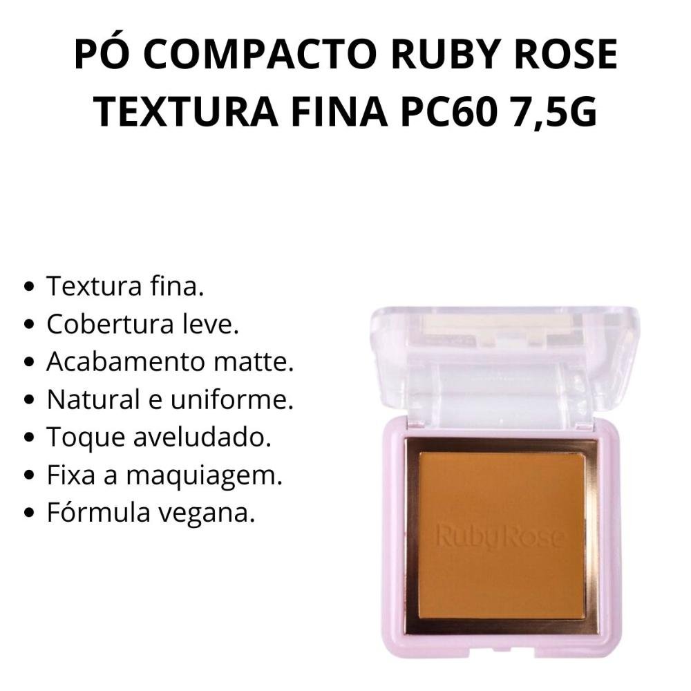 Pó Compacto Ruby Rose Textura Fina Pc60 7,5g Pc60 2