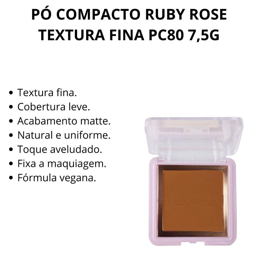 Pó Compacto Ruby Rose Textura Fina Pc80 7,5g Pc80 2
