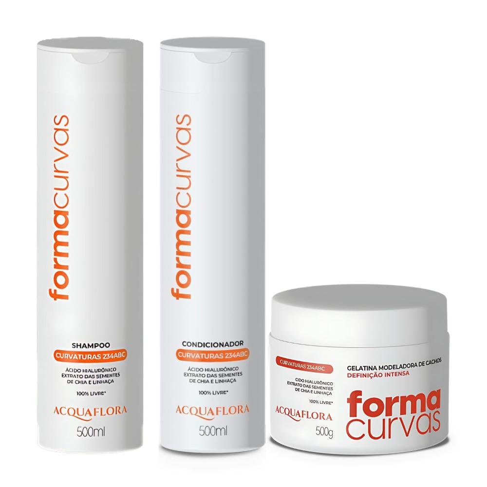 Kit Acquaflora Forma Curvas: Shampoo, Condicionador e Gelatina Definição Intensa ÚNICO 1