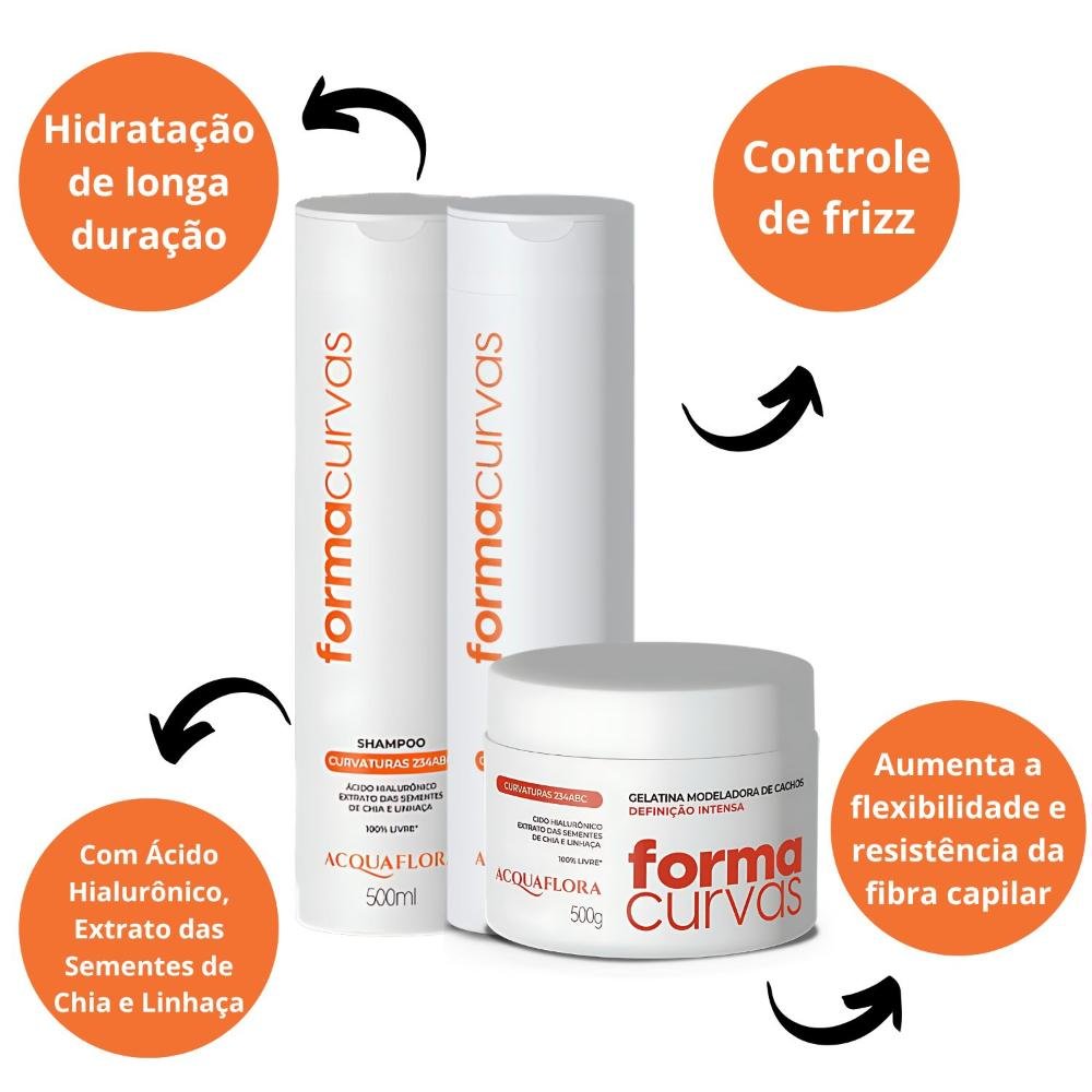 Kit Acquaflora Forma Curvas: Shampoo, Condicionador e Gelatina Definição Intensa ÚNICO 2