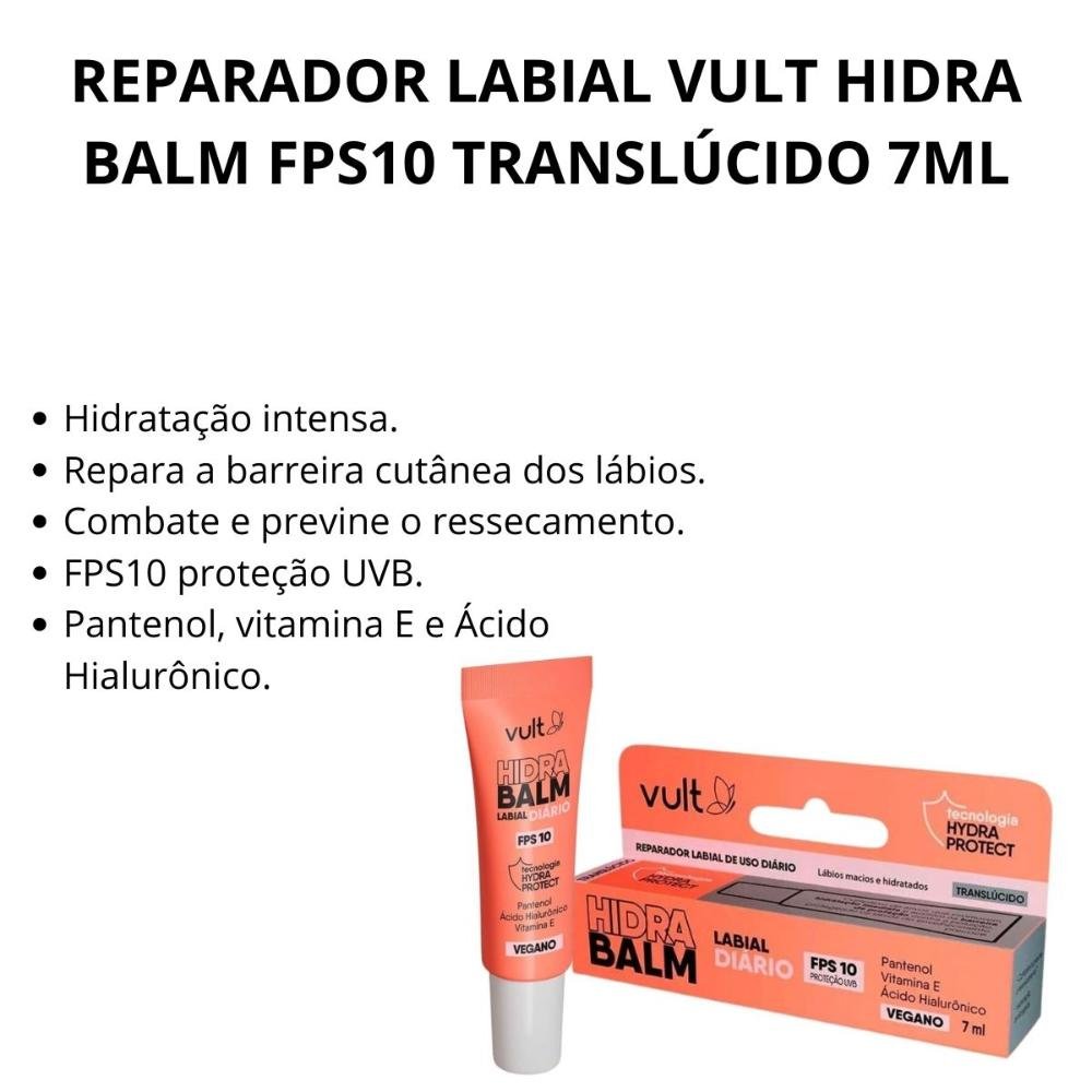 Reparador Labial Vult Hidra Balm Fps10 Translúcido 7ml 7ml 2