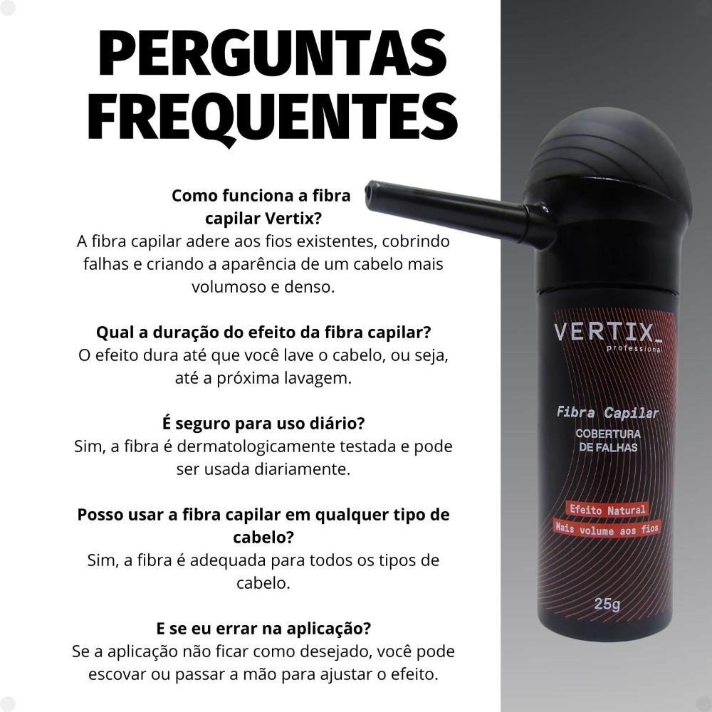 Kit Vertix: Fibra Capilar Castanho Médio e Aplicador ÚNICO 7