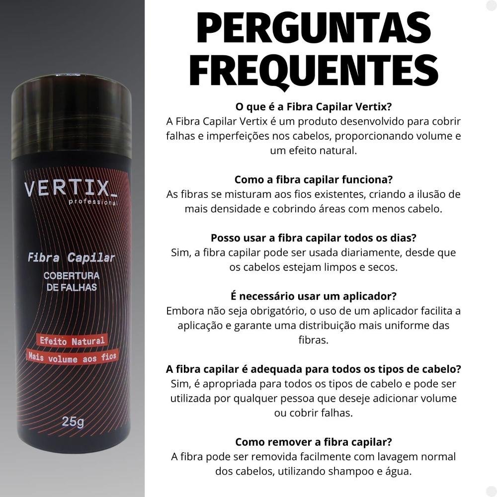 Kit Vertix: 3 Fibras Capilar Castanho Escuro Cód.2812 25g ÚNICO 9