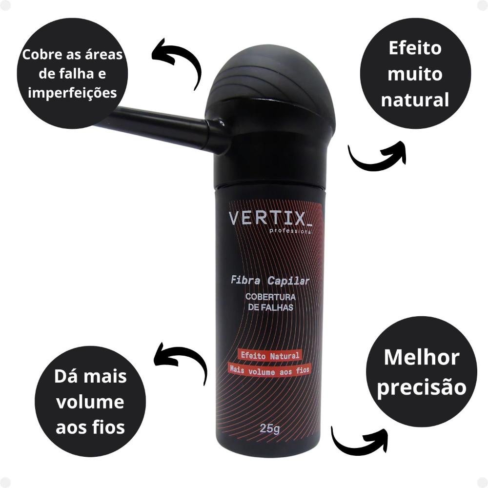 Kit Vertix: Fibra Capilar Preta e Aplicador ÚNICO 2