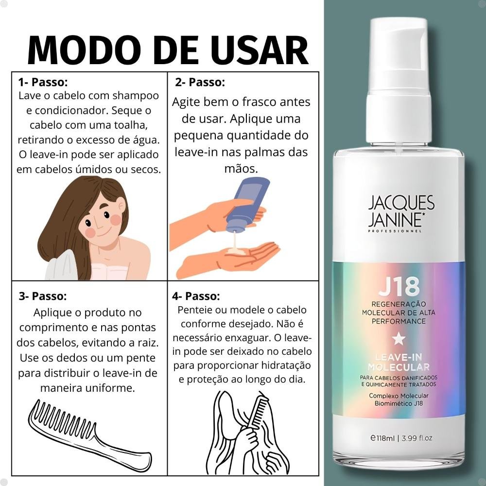 Leave-In Jacques Janine J18 Regeneração Molecular 118ml 118ml 6