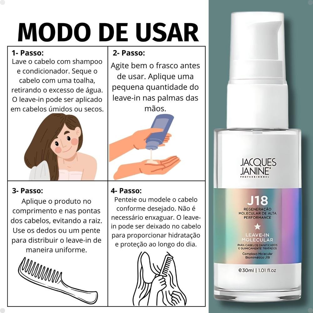 Leave-In Jacques Janine J18 Regeneração Molecular 30ml 30ml 6