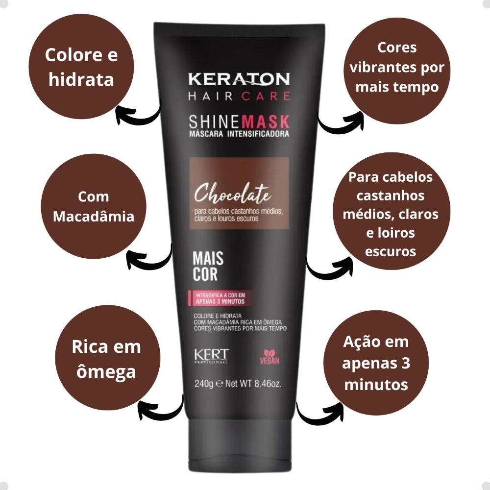 Máscara Intensificadora Keraton Kert Shine Mask Chocolate 240g 240g 2