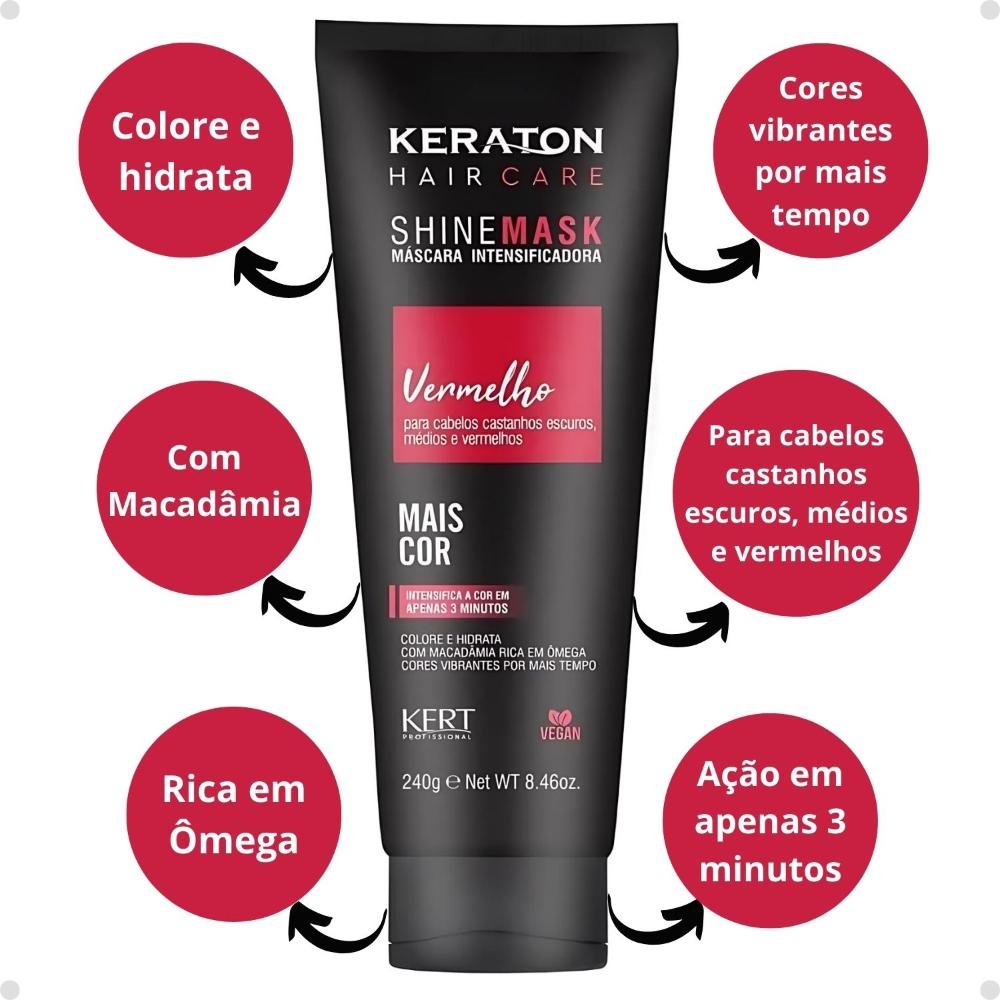 Máscara Matizadora Keraton Kert Shine Mask Vermelho 240g 240g 2
