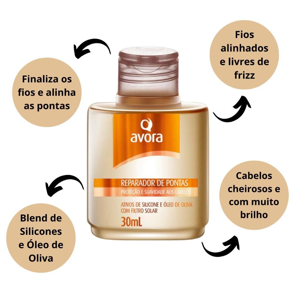 Reparador de Pontas Avora Silicone e Óleo de Oliva 30ml 30ml 2