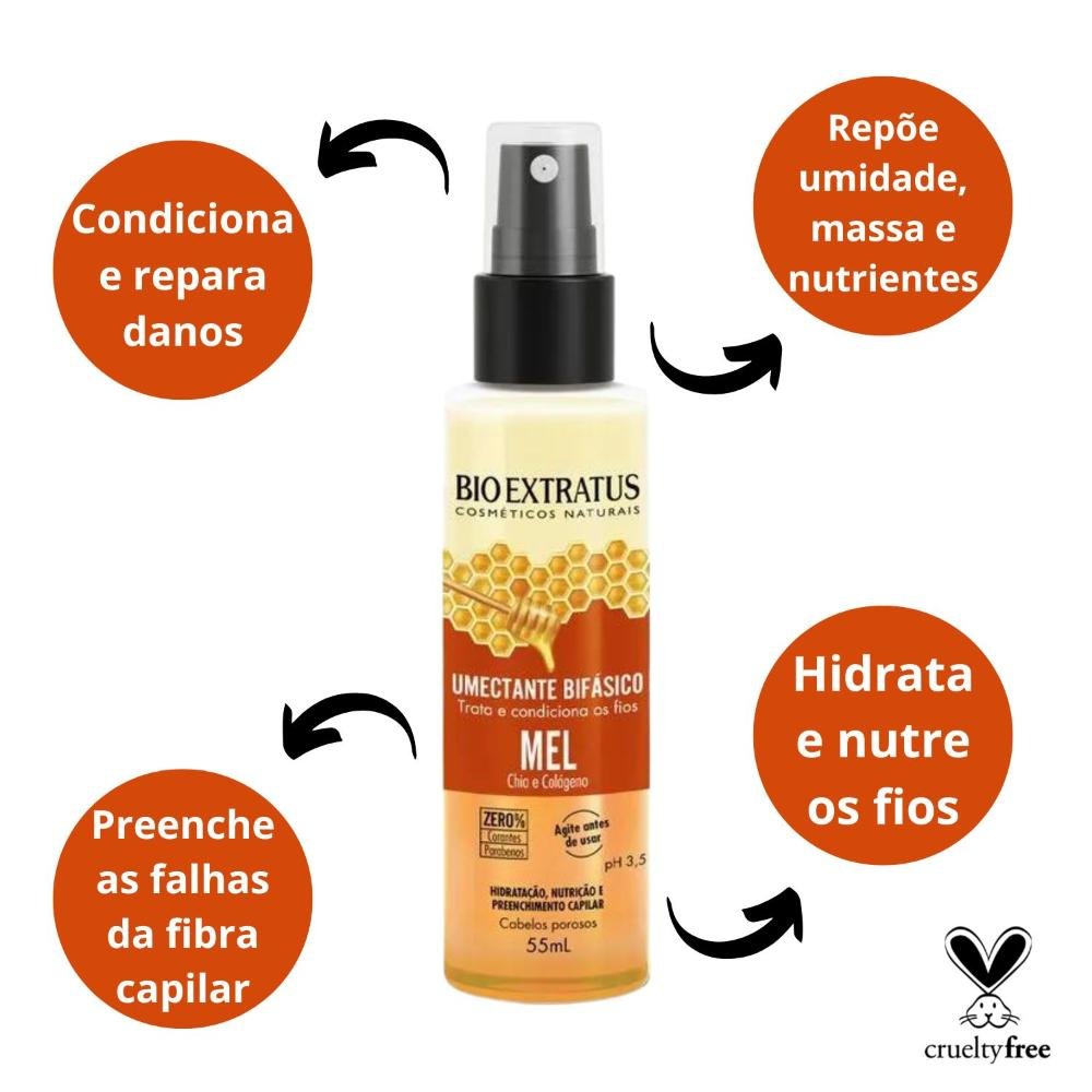 Umectante Bifásico Bio Extratus Mel Chia e Colágeno 55ml 55ml 2